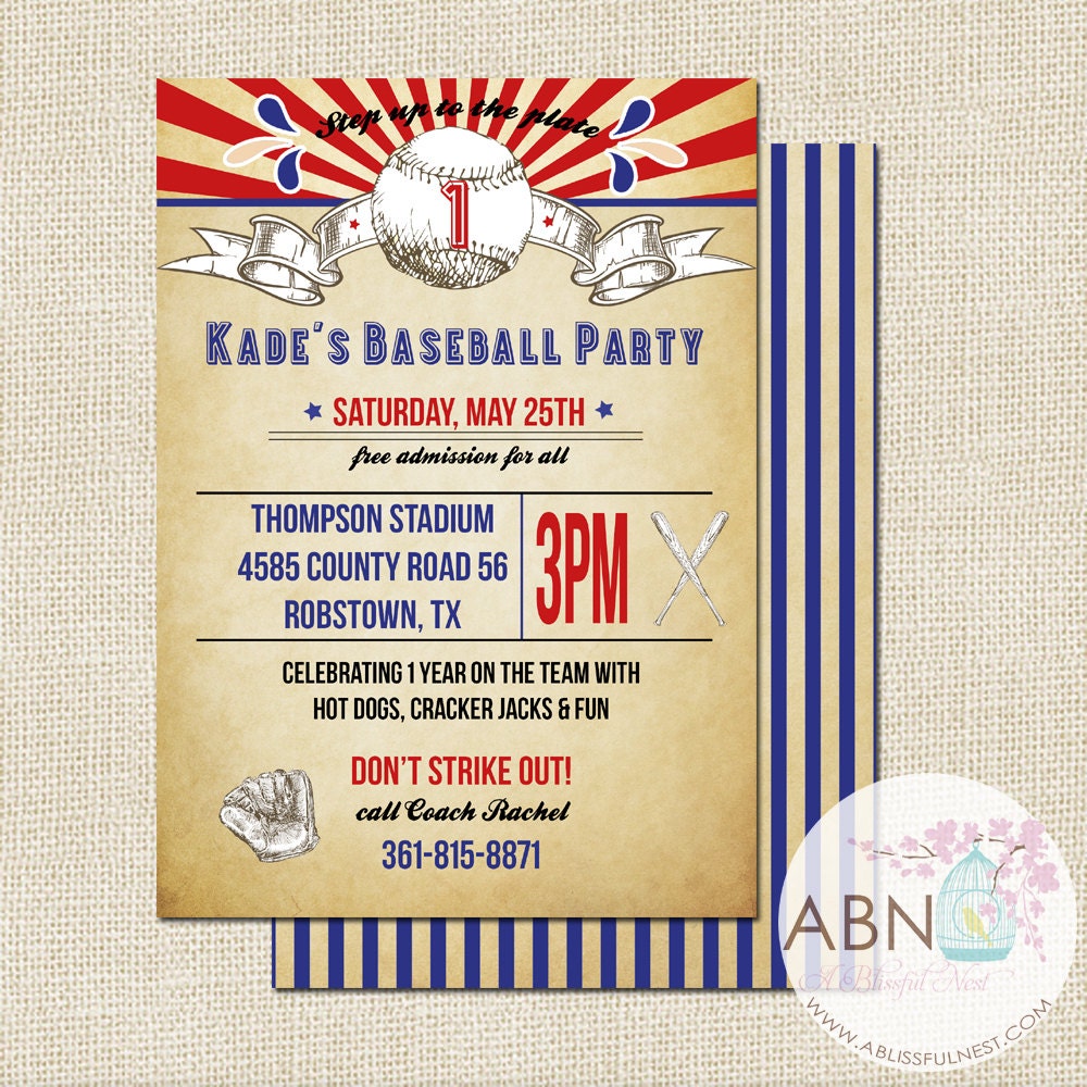 Vintage Baseball Invitation - PRINTABLE - BY A Blissful Nest