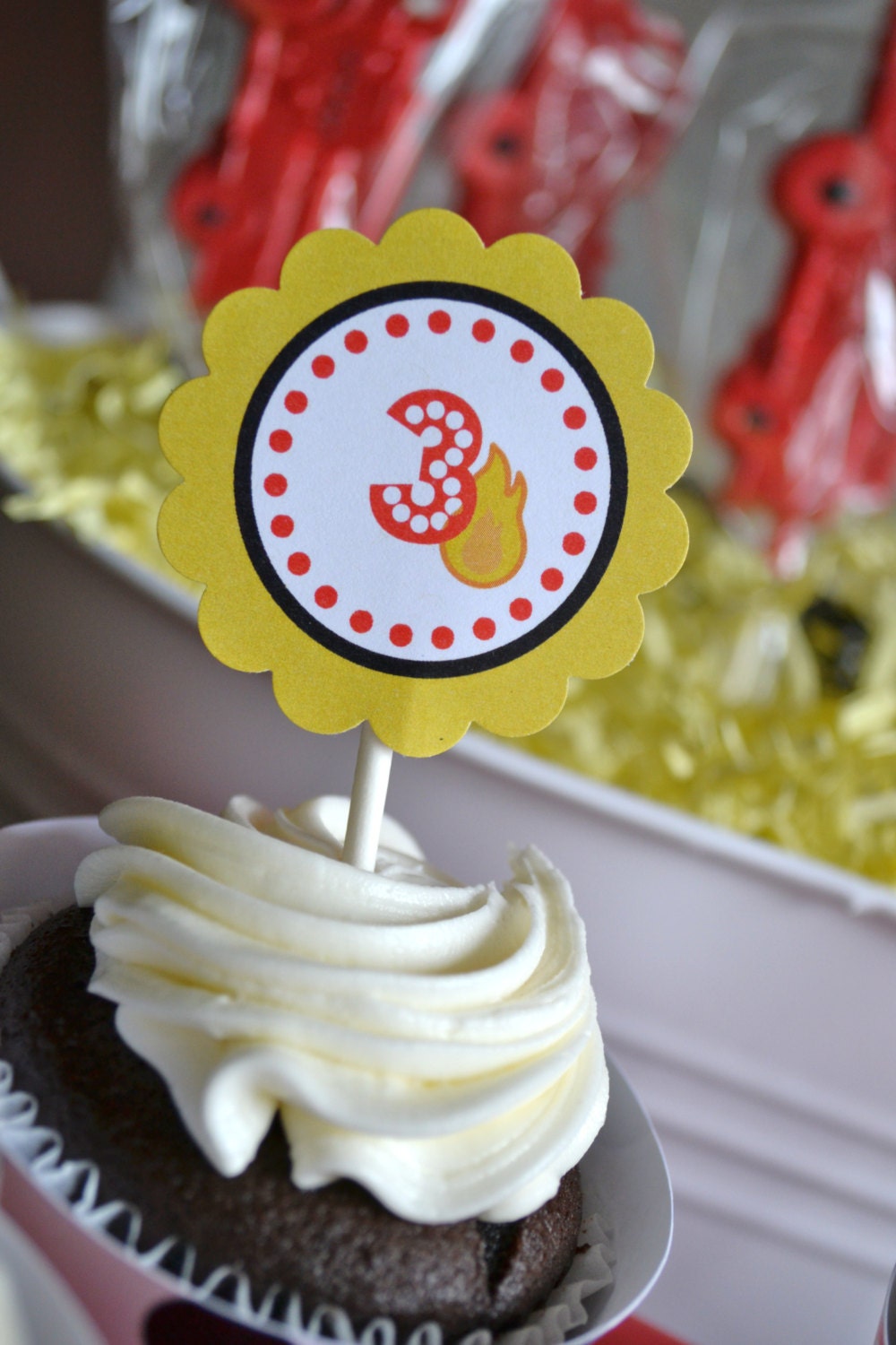 Firefighter Party Circles Cupcake Toppers - PRINTABLE - By A Blissful Nest Il_570xn
