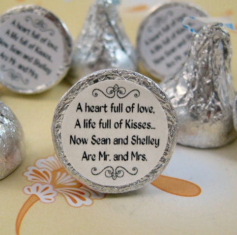 Mr. and Mrs. Kisses Stickers Personalized Wedding Hershey Labels Favors