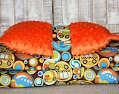 Kinder Nap Mat Cover -Lets Go Vehicles and Orange Minky - Ready To Ship