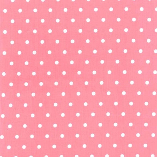 Michael Miller Tea Room Fabric White Polka Dots Dot on Pink