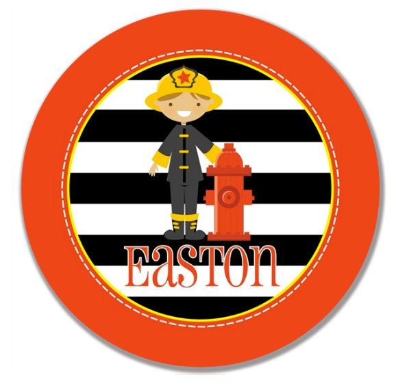 Personalized Melamine Fireman Plate