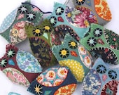 Vintage fabric owl ornaments. Set of 3 hanging patchwork owls