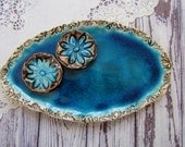 Wedding decoration Turquoise  Aqua ceramic platter - Wedding gift Anniversary gift Wedding registry Table setting Hostess gift