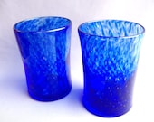 Cobalt Blue Blown Glass Tumblers Set of 2