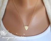 SALE - Small Brass Triangle Necklace - Dainty Little Triangle Shape Charm Suspended on Gold Filled Chain - morganprather