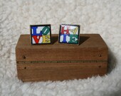 Vintage Off The Cuff LOVE HATE cuff liniks with box CUFFLINKS