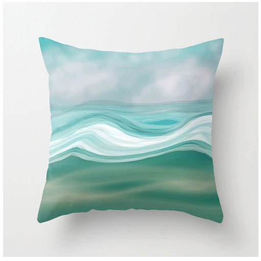 Decorative Throw Pillow 20x20 Pacific Paradise - aqua turquoise teal blue