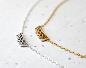 Triangle Necklace, Small Metal Triangles, Gold Filled or Sterling Silver Chain, Minimal Geometric Jewelry