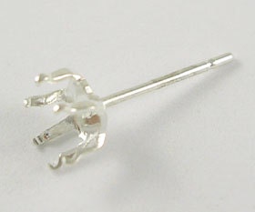 20pcs Prong Setting - silver plated ear studs with Backs - Ear post 13x4mm - Free Shipping with another item