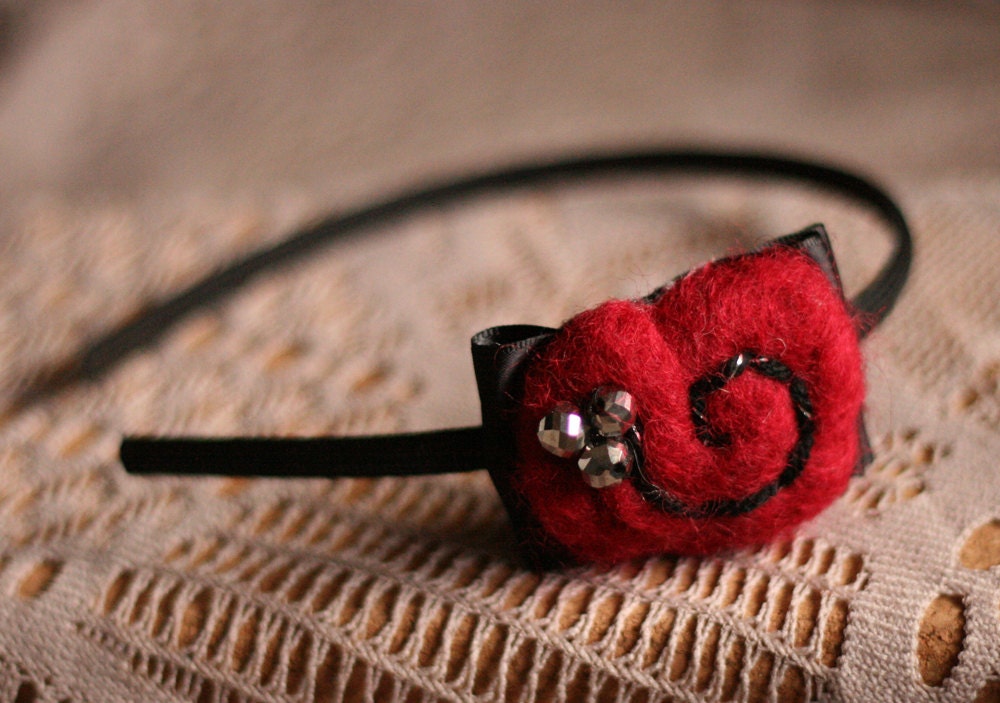 Sparkle Headband in Black and Garnet