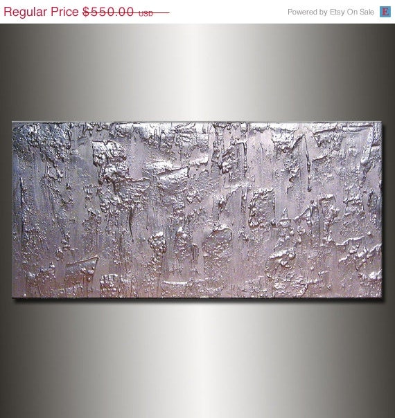 Original Textured Modern Large Abstract Metallic Thick Texture Gallery Canvas Contemporary Fine Art By Henry Parsinia 48x24