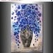 ORIGINAL Textured Contemporary  Painting Purple-Blue Flowers Painting Bouquet in Vase by Henry Parsinia 36x24