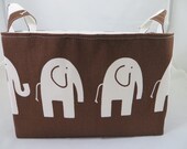 SALE Diaper Caddy, Fabric organizer bin with adjustable dividers 10 x 10 x 6 Elle Premier fabric