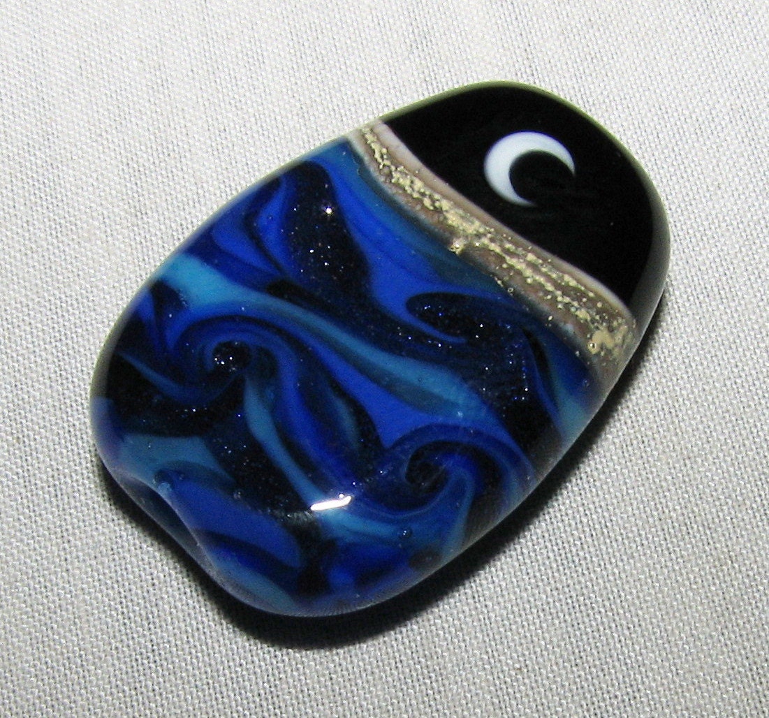 Art Glass Handmade Lampwork Bead "Sparkling Ocean Waves" Focal