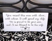 Mother and Father of the Groom Gift.  Grooms Parents Gift Sign with Brides Name and Wedding Date. Father's Day Gift Sign.