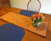 Cinnamon Brown Quilted Table Runner with Narrow Stripes