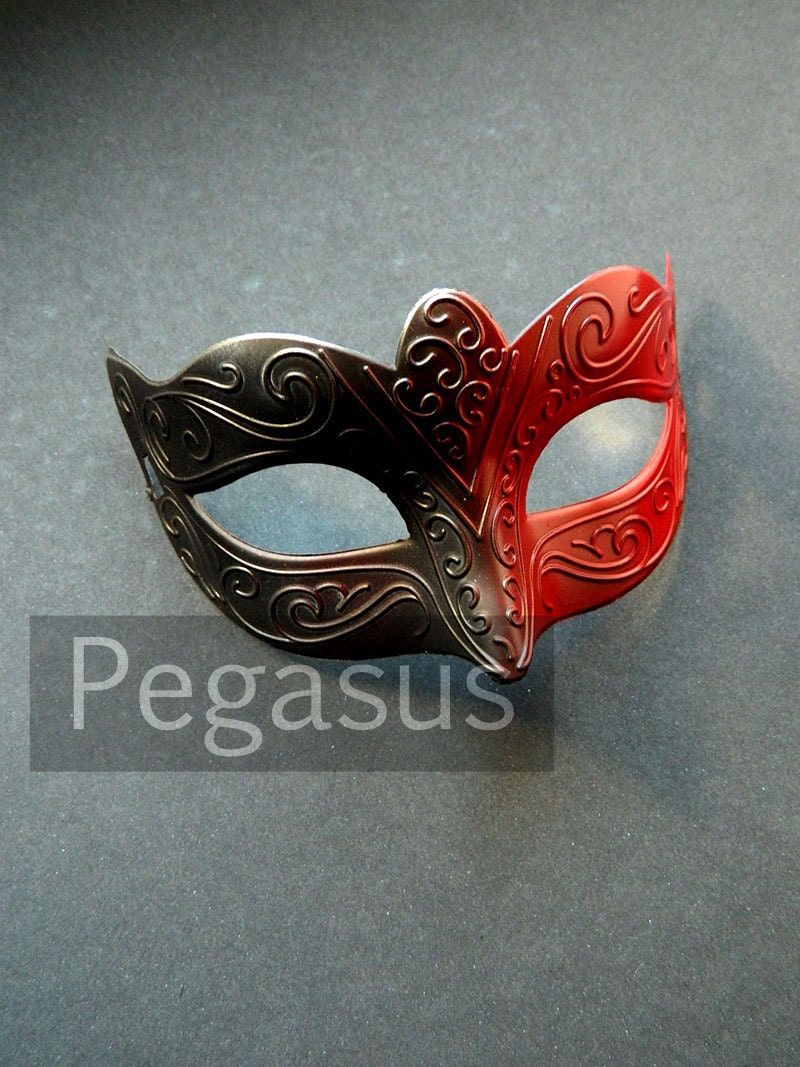 Black and Red Harley Quinn Mask base (1 Mask) Dual color Masquerade mask suitable for Venetian ball costumes