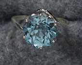 Swiss Blue Topaz Alternative Rose Petal Cut Color Engagement Ring