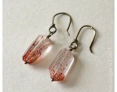 Red Lepidocrocite earrings, Strawberry quartz Ancient crystal earrings, crystalline Bohemian black sterling silver earrings, Boho Chic