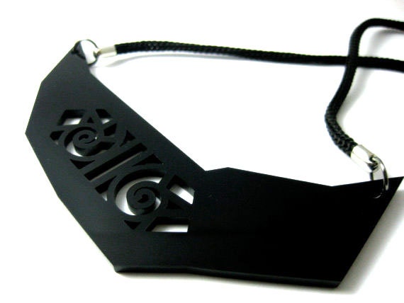 CUSTOM lace necklace - statement edgy jewelry - Black plexiglass