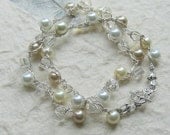 BOHO Chic Wedding Crystal Pearl Layered Wrap - Hand Crocheted Knit, Necklace or Bracelet, Artisan Fashion