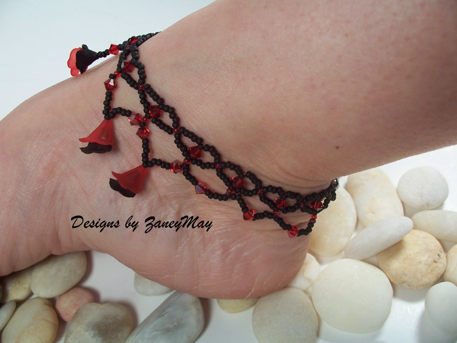 Little Hearts Anklet and Gypsy Anklet Pattern, Beading Tutorial in PDF