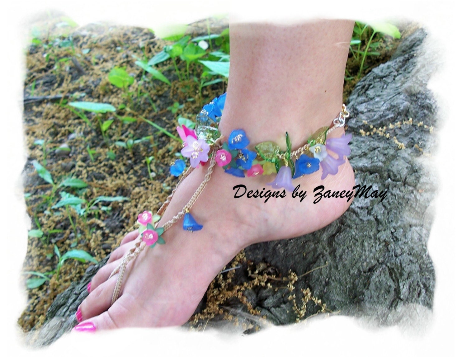Hawaiian Luau Anklet and Hippie Sandal, Macrame Pattern in PDF