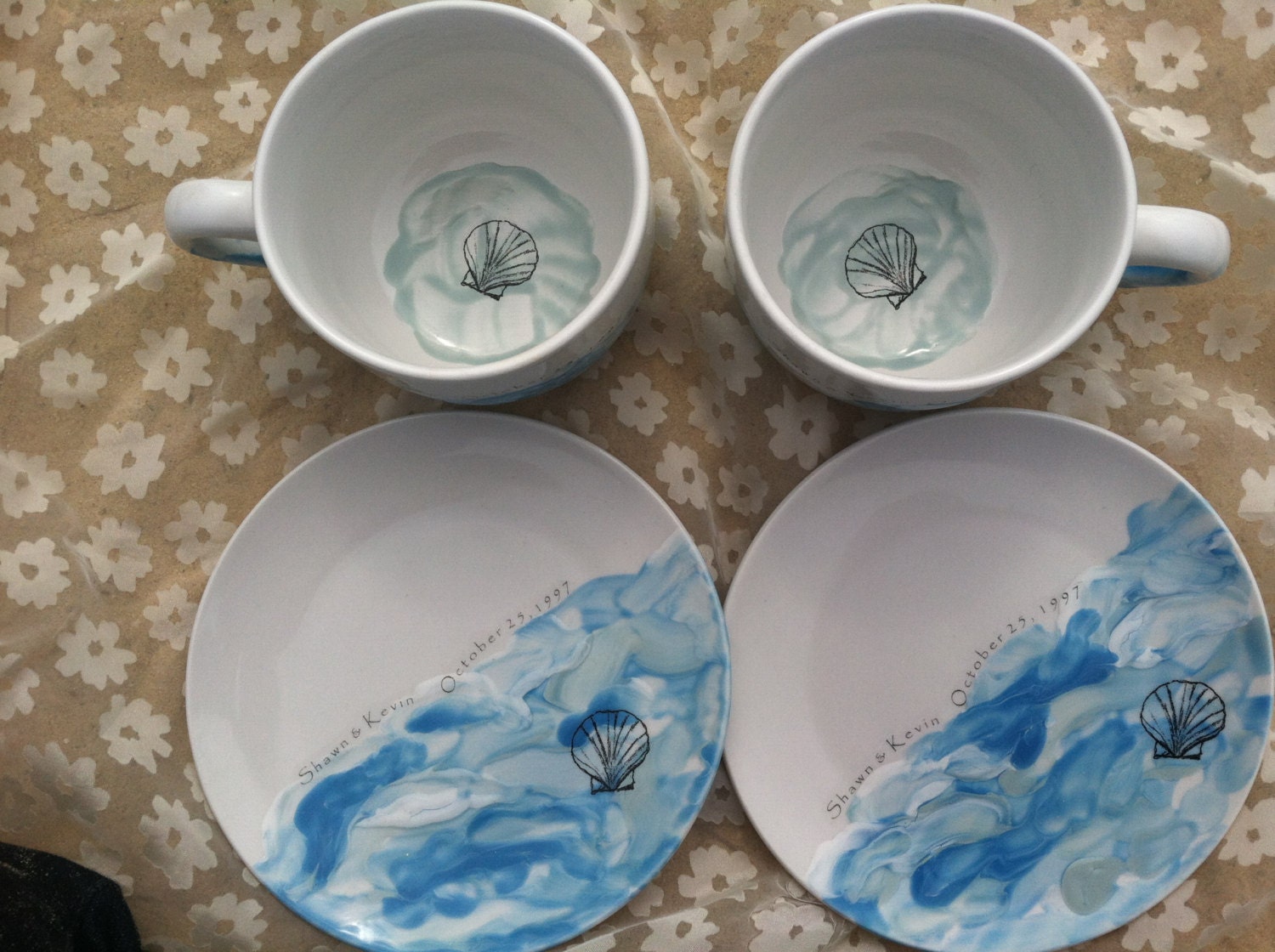 Personalized Wedding Gift, Anniversary Gift, Serving, Ocean, Sea, Sea shell, Couples gift, Beach
