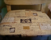 Paris Fabric Chair - Chalk Paint and Dark Waxed - Vanity Chair - Desk Seating - Shabby and Chic
