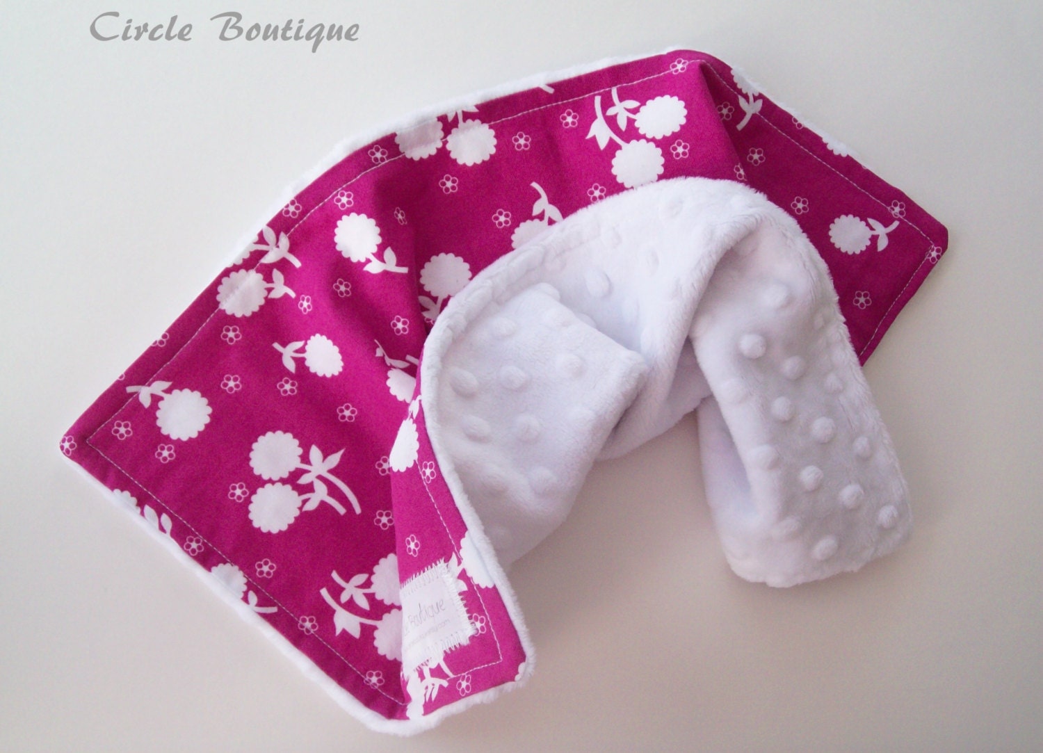 Magenta Flower Minky Burp Cloth