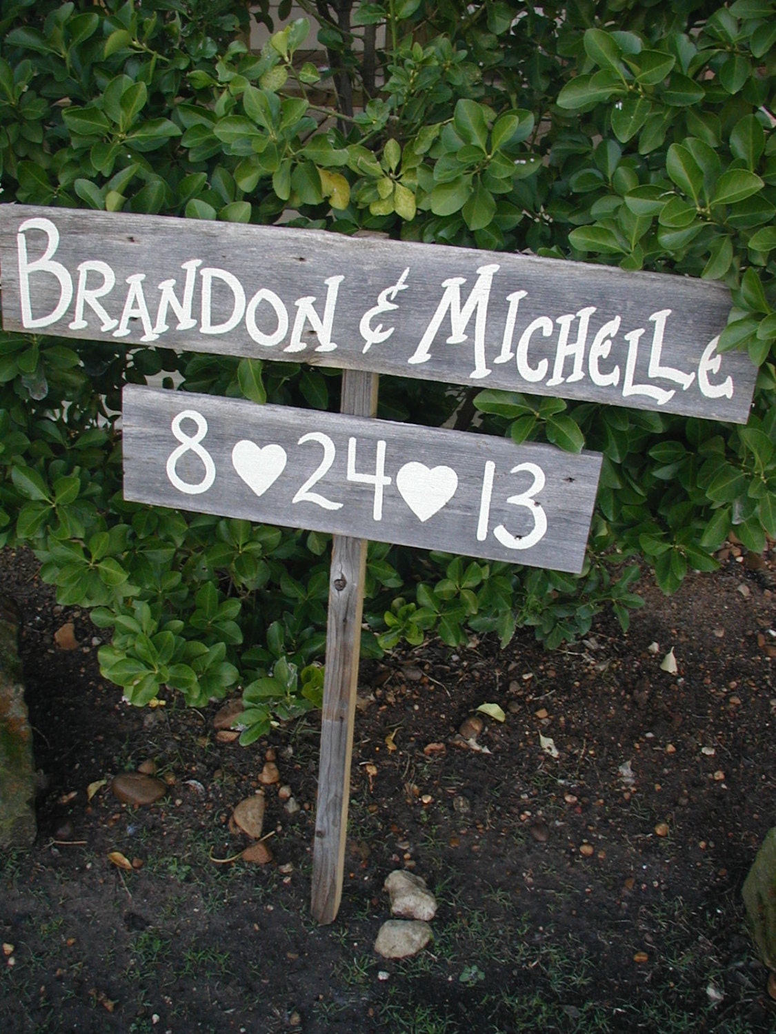 Personalized Wedding Sign on Stake Barn Wood Western Rustic Bridal Custom Name