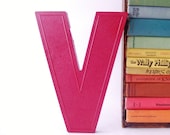 red letter V upcycled industrial marquee sign vintage salvaged retro modern wall hanging home decor initial personalized hanging sign