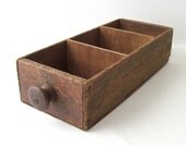 vintage wood box storage drawer bin hardware industrial rustic office chic home decor brown wooden box