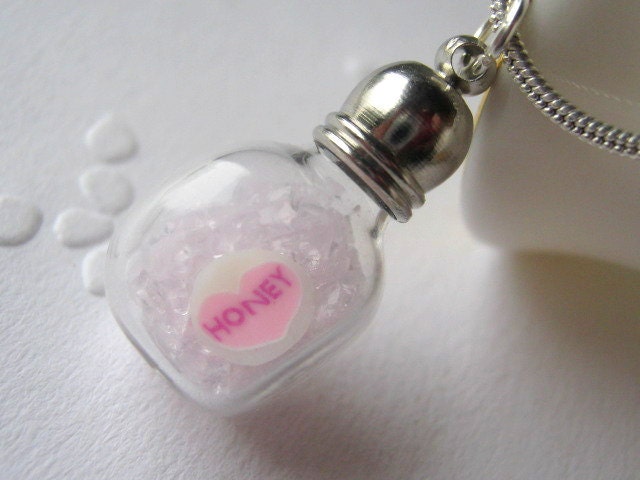 Honey Necklace, Sweet Tart Necklace, Valentines Gift, Bottle Jewelry, Vial Necklace