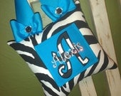 Zebra Print with Turquoise Tooth Fairy Pillow