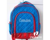 Clearance SHIPS SAME DAY-- Blue and Red Back Pack or Diaper Bag - Includes Free Personalization