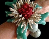 Fabulous Vintage Beaded Coral Branch Bracelet