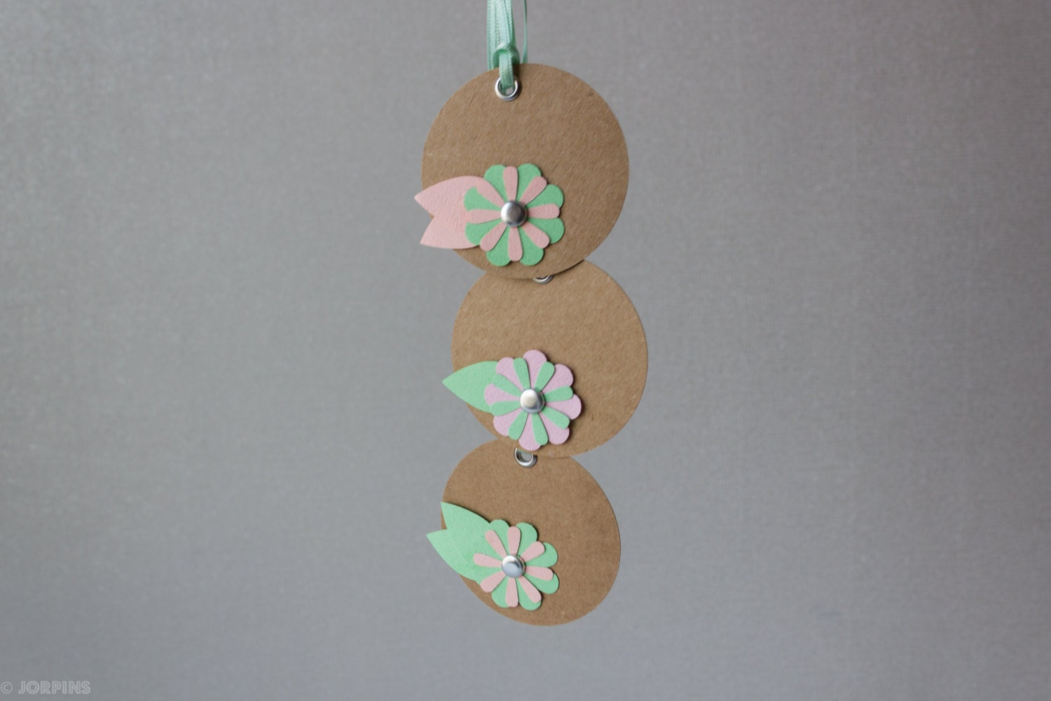 Crazy Daisy gift tags - Pink peach mint green - Set of 3