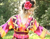 S A L E........... 60s Psychedelic Mini Dress... Costume Piece... As-Is... TIKI a GO GO (xs)