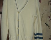 VINTAGE 80S preppy    LETTERMAN  style school cardigan sz  large
