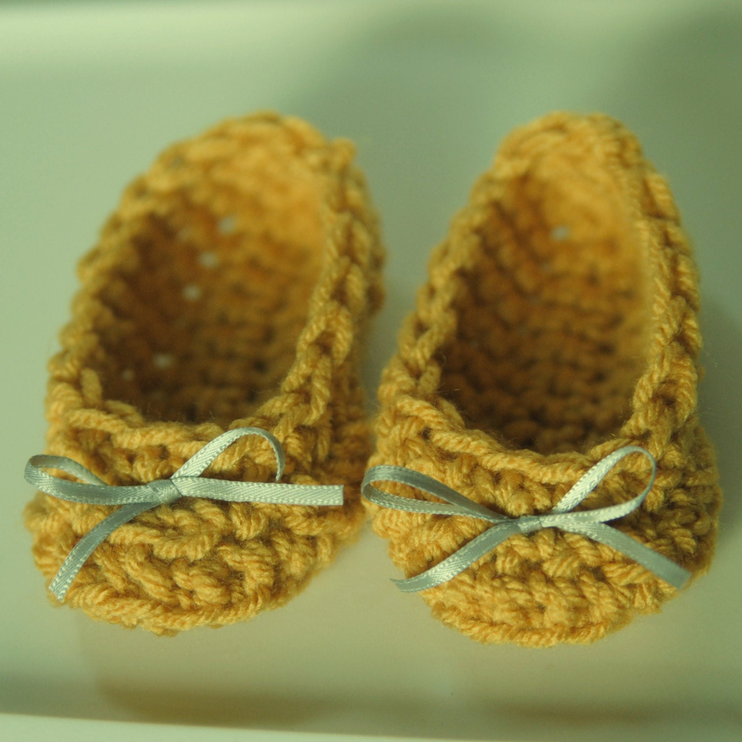 Mustard Yellow Baby Shoes Infant Girl Booties Newborn Slippers Ballet Flats Gray Bowtie Ribbon Shower Gift Take home Photo prop Easter