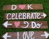 Name YOUR SIGN rustic 4 Barnwood Wedding Party Birthday ceremony reception Signage Signs w/ Stakes direction country western directional