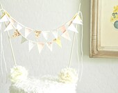 Rose Gold Lace and Burlap Double Strand Cake Bunting Decoration