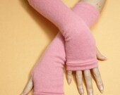 Pink Upcycled Fingerless Cashmere Gloves, Soft and Warm Women Armwarmers, recycled Knit Sleeves, Boho Style, Winter