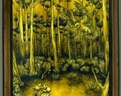 Mounted print wood art- Nesting Grounds