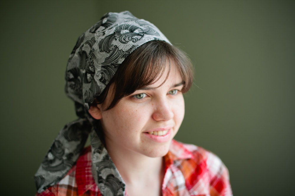 Snood    Black-White-Grey Snood -   Snood  Headcovering Head Cover Tichel