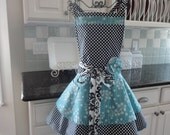 4Retro Sisters "Annabelle Style - Pretty Blue- Retro Modern Womens Apron