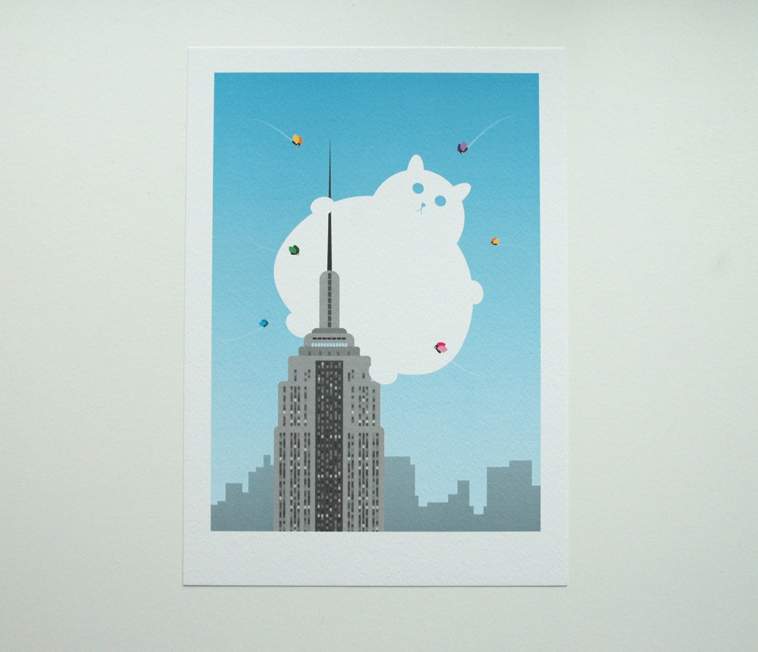 Cat New York print, pet lovers wall art