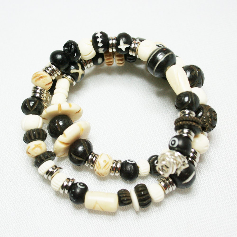 Brown and Black Bead Wrap Bracelet
